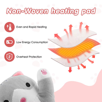 USB-Powered Cute Cat Plush Heating Pad for Period Cramps & Body Relief