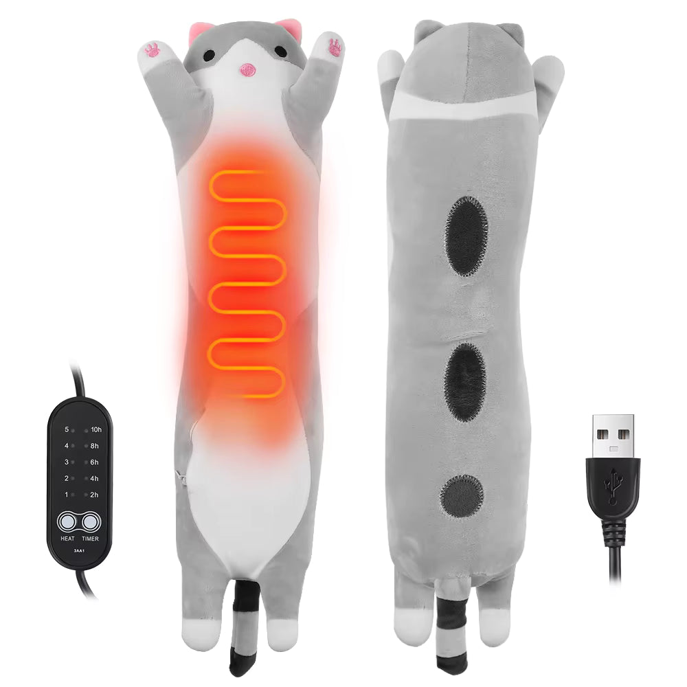 USB-Powered Cute Cat Plush Heating Pad for Period Cramps & Body Relief